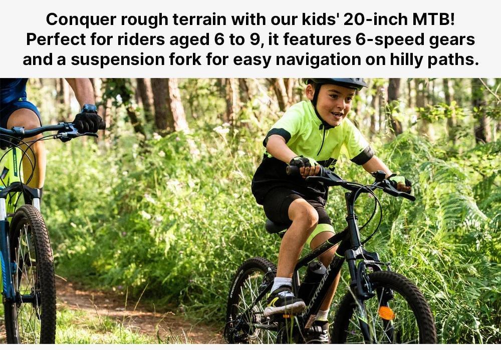 BLACK Kids' 20-inch, 6-speed, suspension fork mountain bike, black, No Color, large image number 19