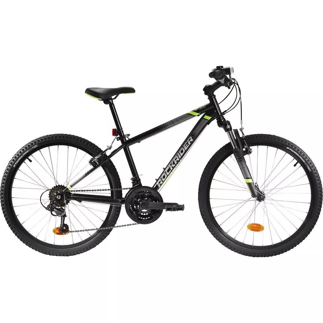 BLACK 24 INCH KIDS MOUNTAIN BIKE ROCKRIDER ST 500 9-12 YEARS OLD - BLACK, No Color, large image number 0