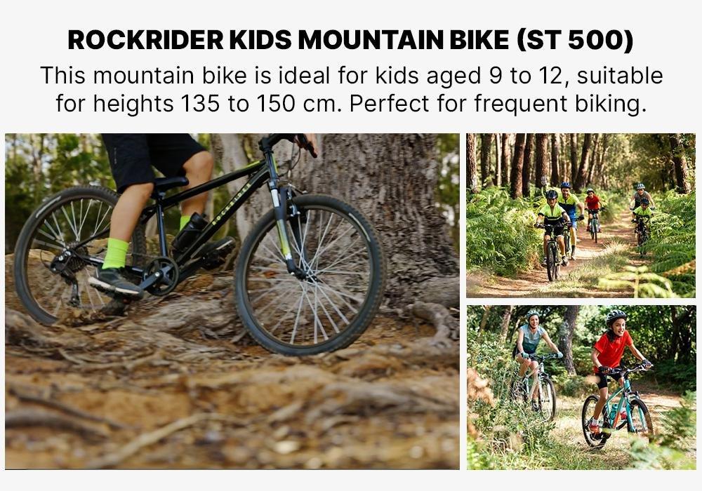 BLACK 24 INCH KIDS MOUNTAIN BIKE ROCKRIDER ST 500 9-12 YEARS OLD - BLACK, No Color, medium