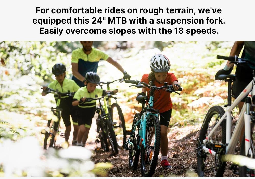 BLACK 24 INCH KIDS MOUNTAIN BIKE ROCKRIDER ST 500 9-12 YEARS OLD - BLACK, No Color, medium