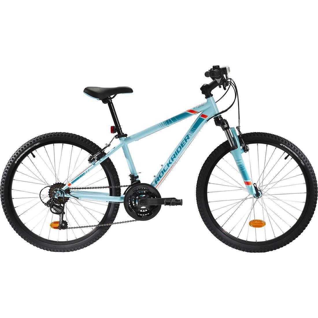 BTWIN - 24 INCH KIDS MOUNTAIN BIKE ROCKRIDER ST 500 9-12 YEARS OLD, Ice blue