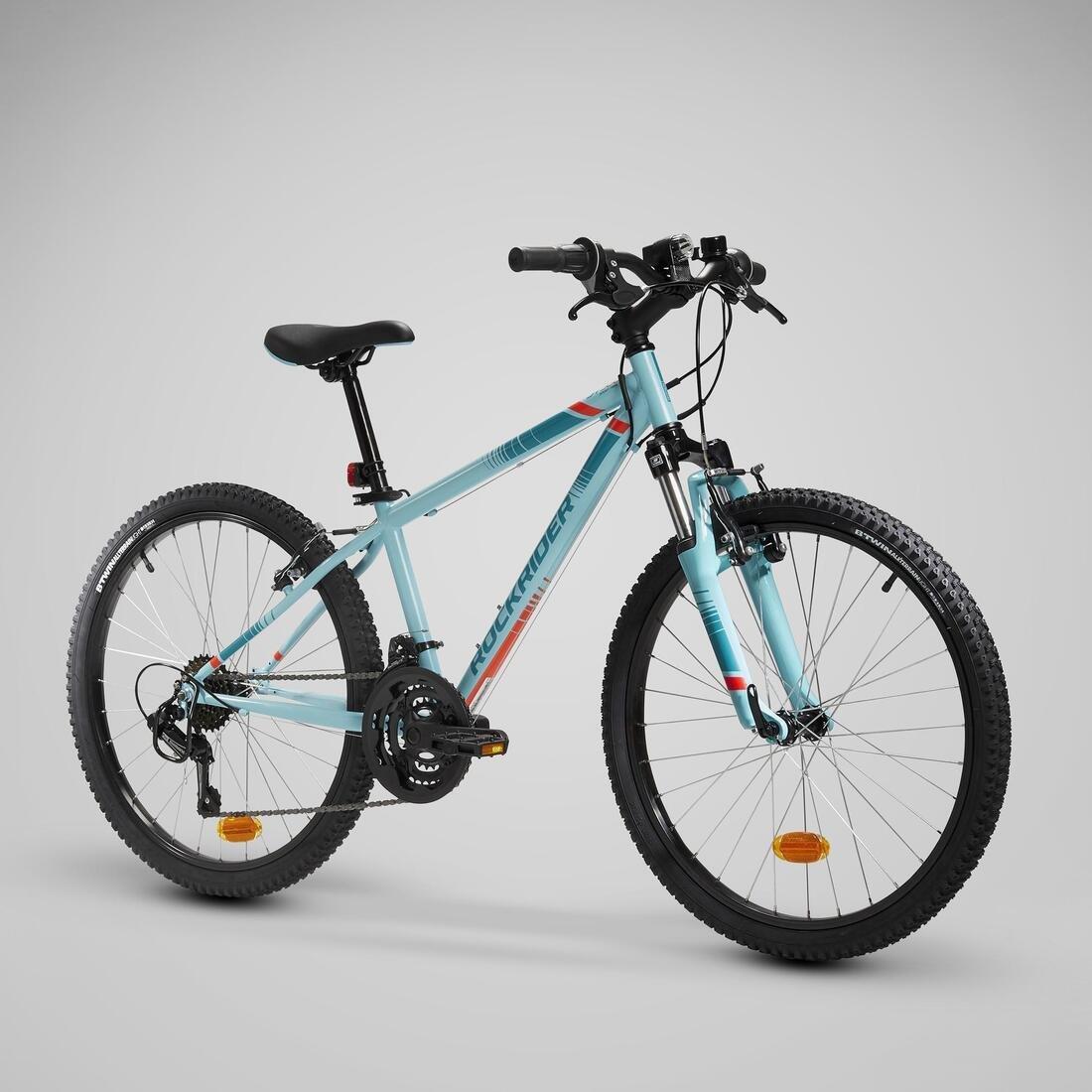 BTWIN - 24 INCH KIDS MOUNTAIN BIKE ROCKRIDER ST 500 9-12 YEARS OLD, Ice blue