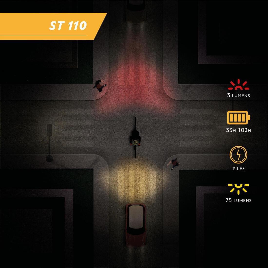 St 110 Front/Rear Battery-Powered Led Bike Light Set, No Color, medium