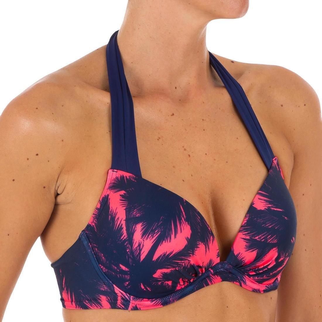 Elena Women'S Push-Up Swimsuit Top With Fixed Padded Cups, Blue, , large image number 4
