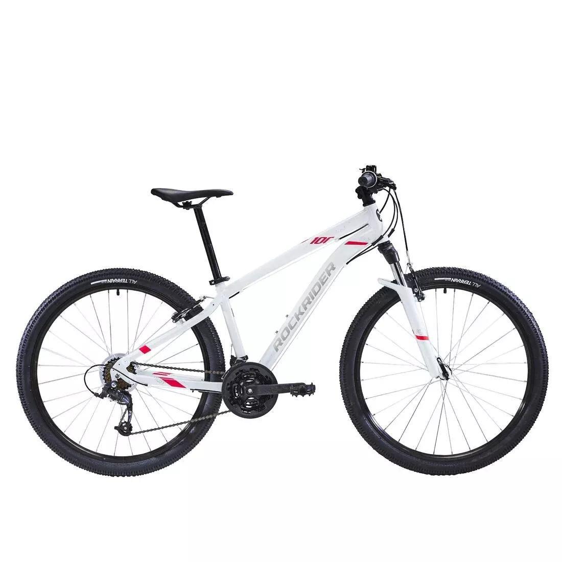 Bicicleta eléctrica de montaña mujer 27,5 Rockrider Ebike ST 100 blanco