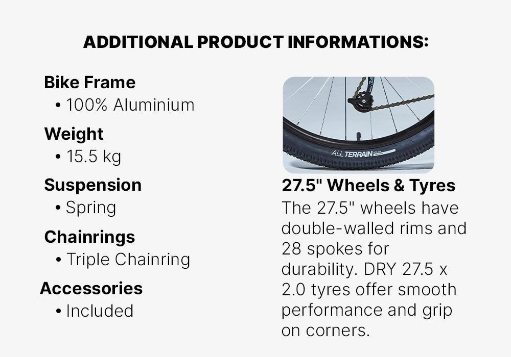 Womens 27.5 Mountain Bike St 100, White, No Color, medium
