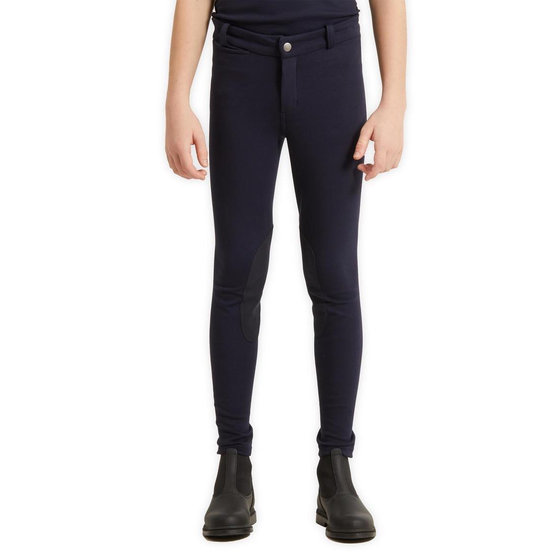 FOUGANZA - Kids' Equestrian Jodhpurs 140, Plum-Blue