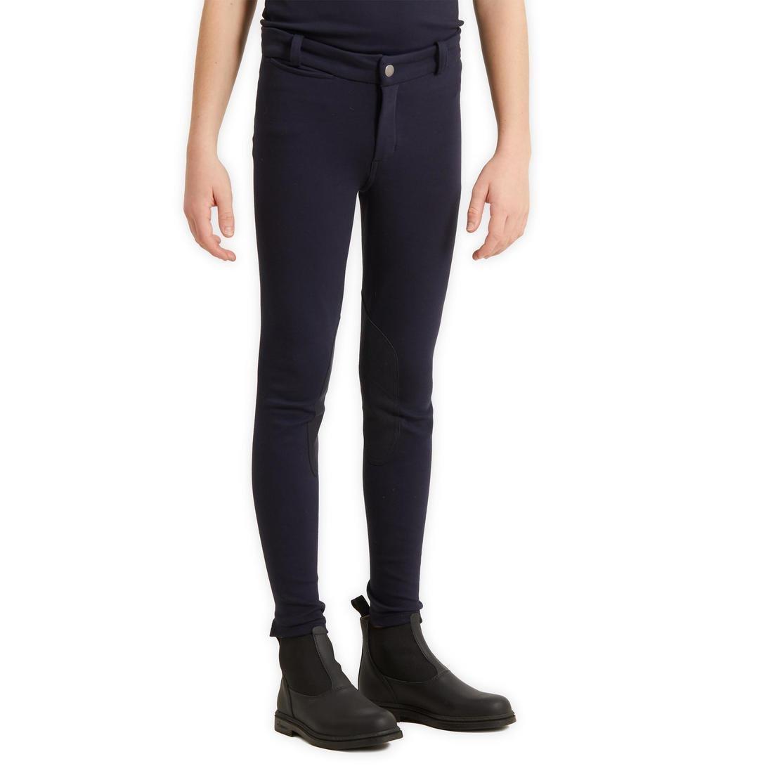 FOUGANZA - Kids' Equestrian Jodhpurs 140, Plum-Blue