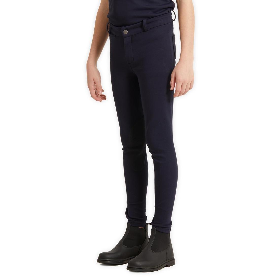 FOUGANZA - Kids' Equestrian Jodhpurs 140, Plum-Blue