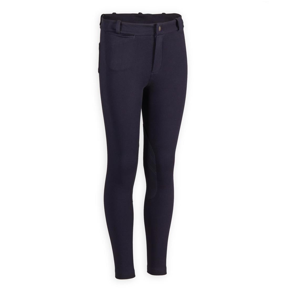 FOUGANZA - Kids' Equestrian Jodhpurs 140, Plum-Blue