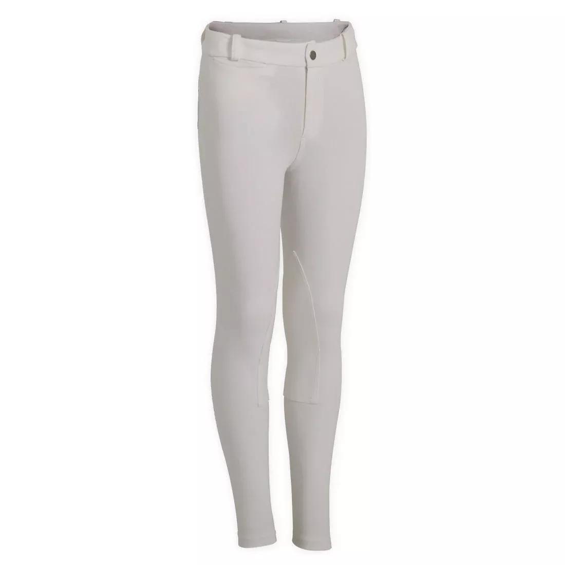 100 Kids' Horse Riding Show Jodhpurs-White, No Color, medium