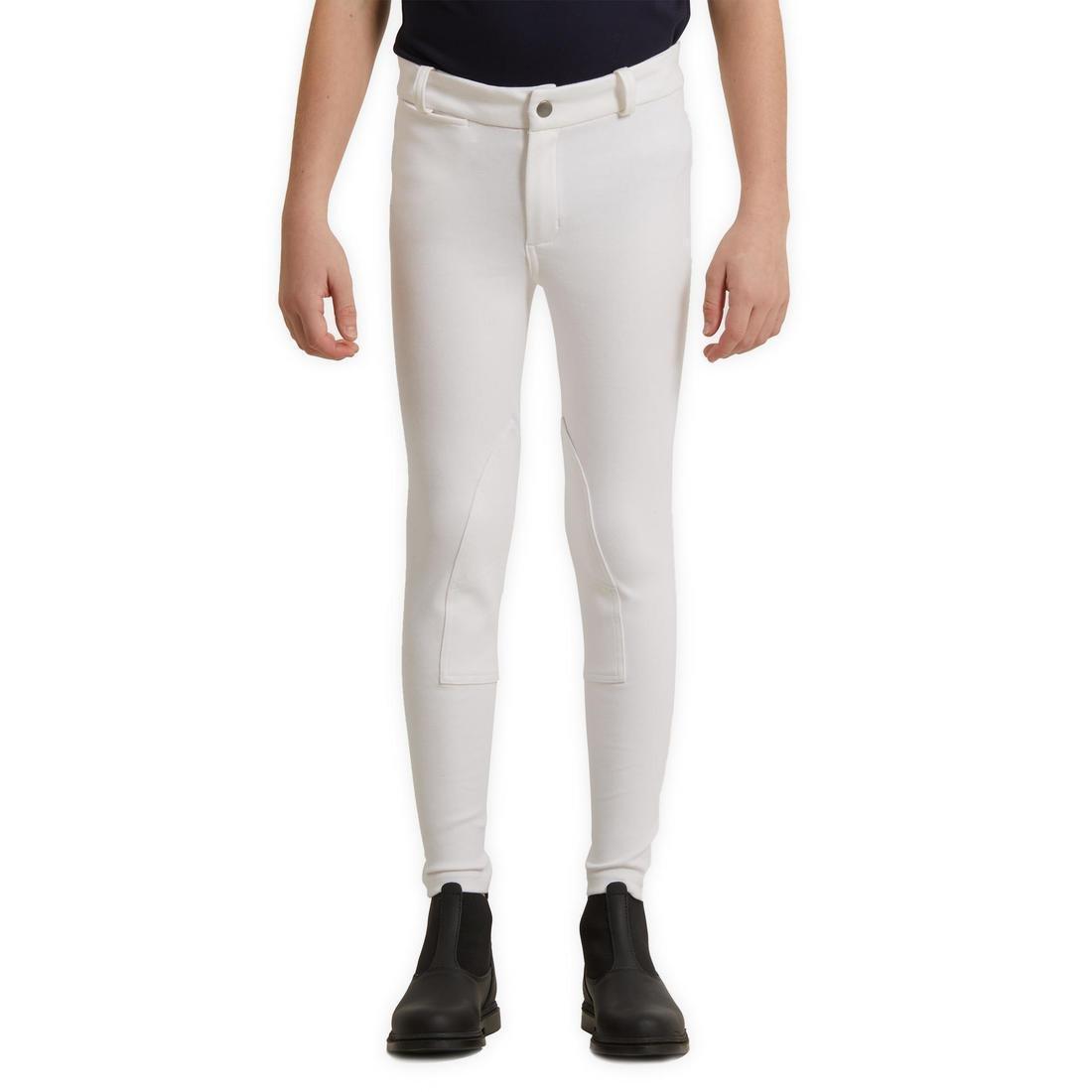 100 Kids' Horse Riding Show Jodhpurs-White, , large image number 1