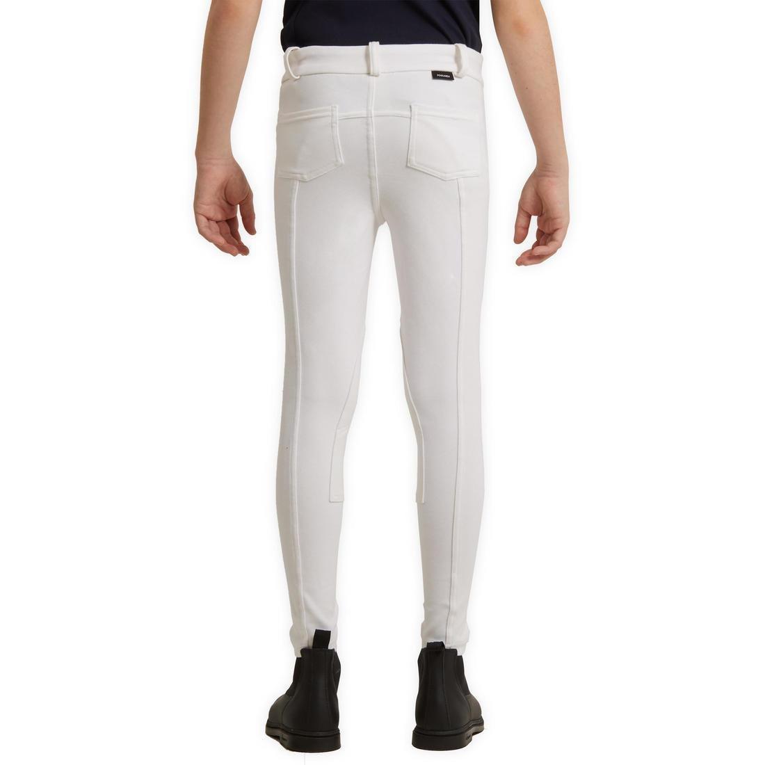 100 Kids' Horse Riding Show Jodhpurs-White, , large image number 4