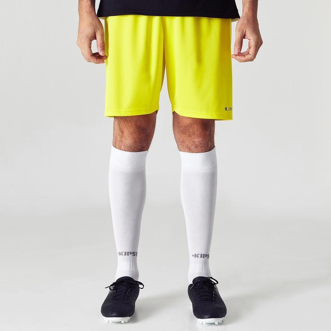 Adult Football Eco-Design Shorts F100, Yellow, No Color, large image number 2