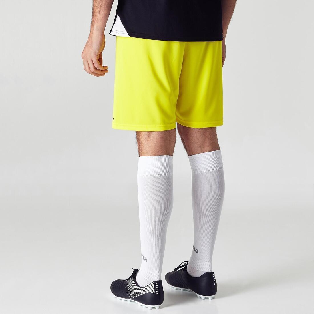 Adult Football Eco-Design Shorts F100, Yellow, No Color, large image number 9