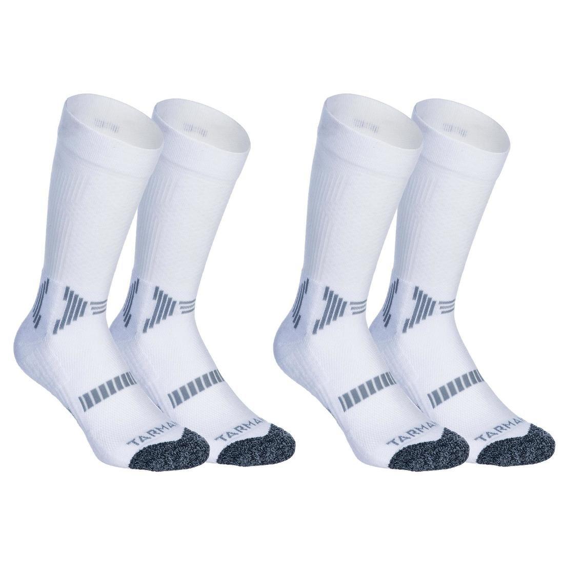 ULTRA WHITE Men's/Women's Mid Basketball Socks SO500 Twin-Pack, No Color, large image number 0