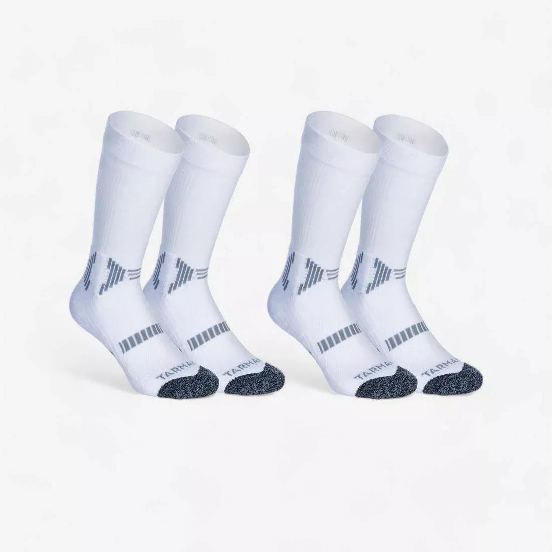 ULTRA WHITE Men's/Women's Mid Basketball Socks SO500 Twin-Pack, No Color, large image number 1