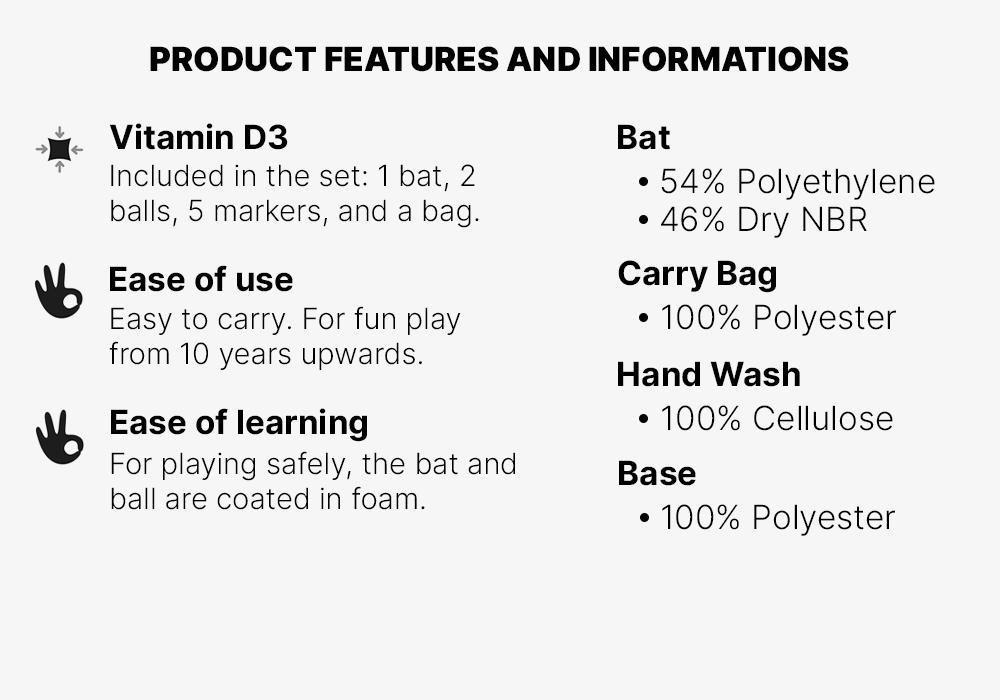 Kids Kipsta Ba100 Foam Baseball Ball And Bat Set, Black, No Color, large image number 15