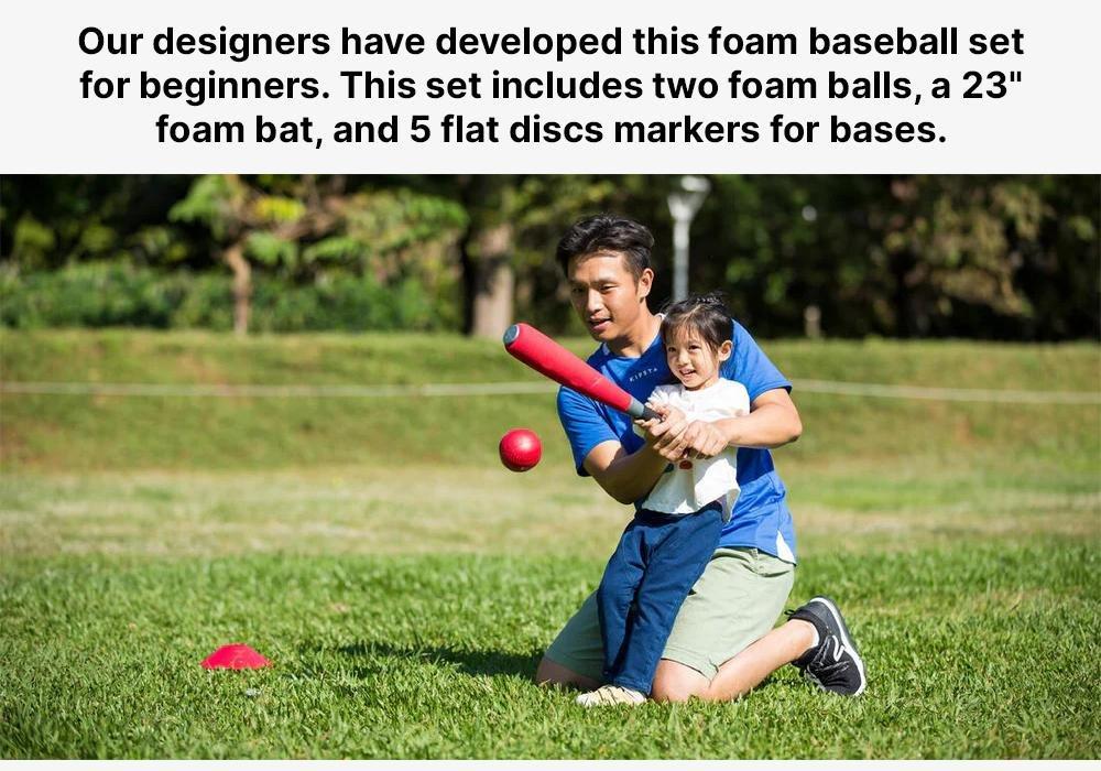 Kids Kipsta Ba100 Foam Baseball Ball And Bat Set, Black, No Color, large image number 17