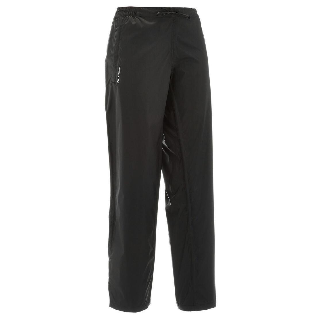 Womens Country Walking Waterproof Over-Trousers Raincut, Black, , large image number 0