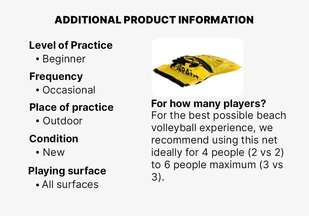 Beach Volleyball Net - Bv100, Yellow, No Color, medium