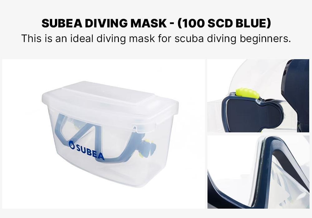 Scd 100 Scuba Diving Mask Translucent Skirt And Frame, Blue, No Color, medium