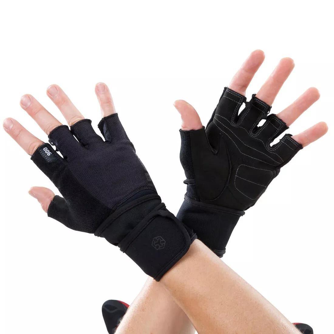 Weight Training Glove With Double Rip-Tab Cuff, Black, No Color, large image number 0