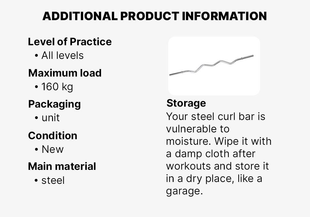 CORENGTH - Weight Training Curl Bar, Grey