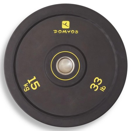 DOMYOS - 1  Weightlifting Bumper Disc 50Mm  Inner Diameter , Black