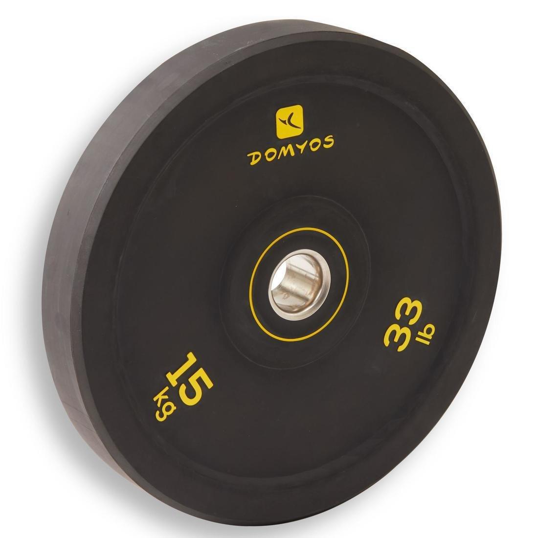 DOMYOS - 1  Weightlifting Bumper Disc 50Mm  Inner Diameter , Black