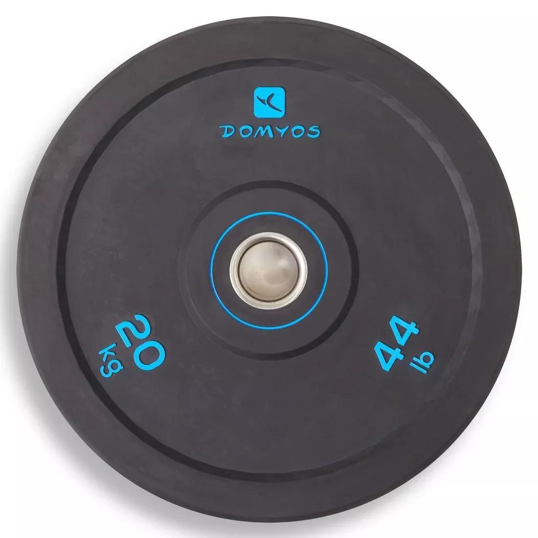 DOMYOS - Weightlifting Bumper Disc, Black