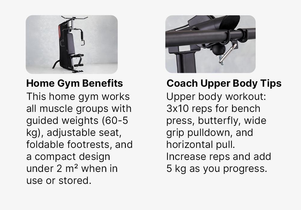 Compact Guided Weight Machine - Home Gym 900, Black, No Color, medium