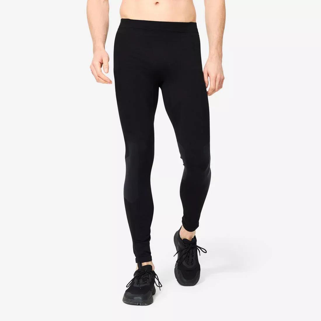 Men Cross Training Seamless Leggings, Black, No Color, large image number 2
