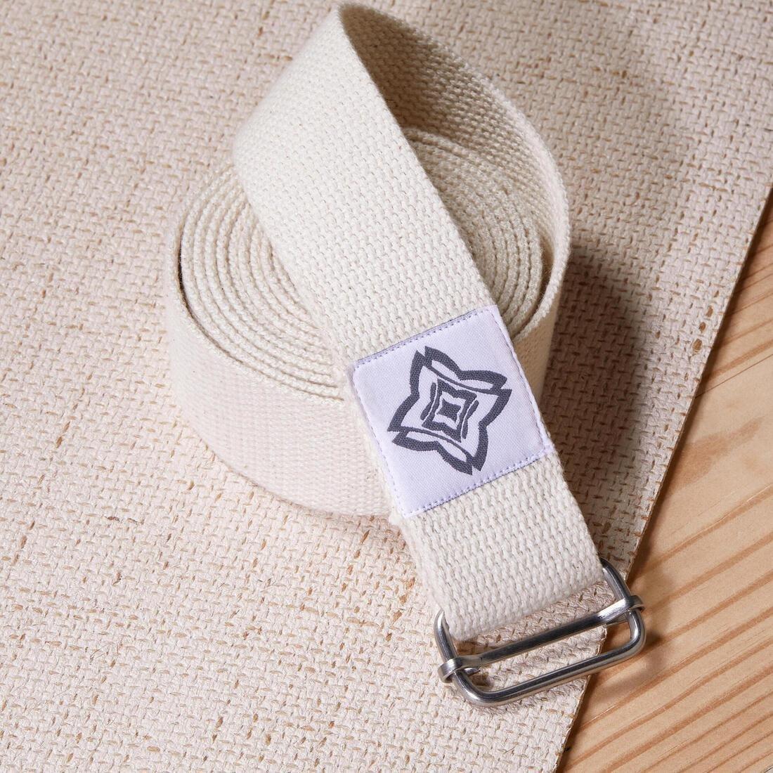Organic Cotton Yoga Strap, White, No Color, large image number 2
