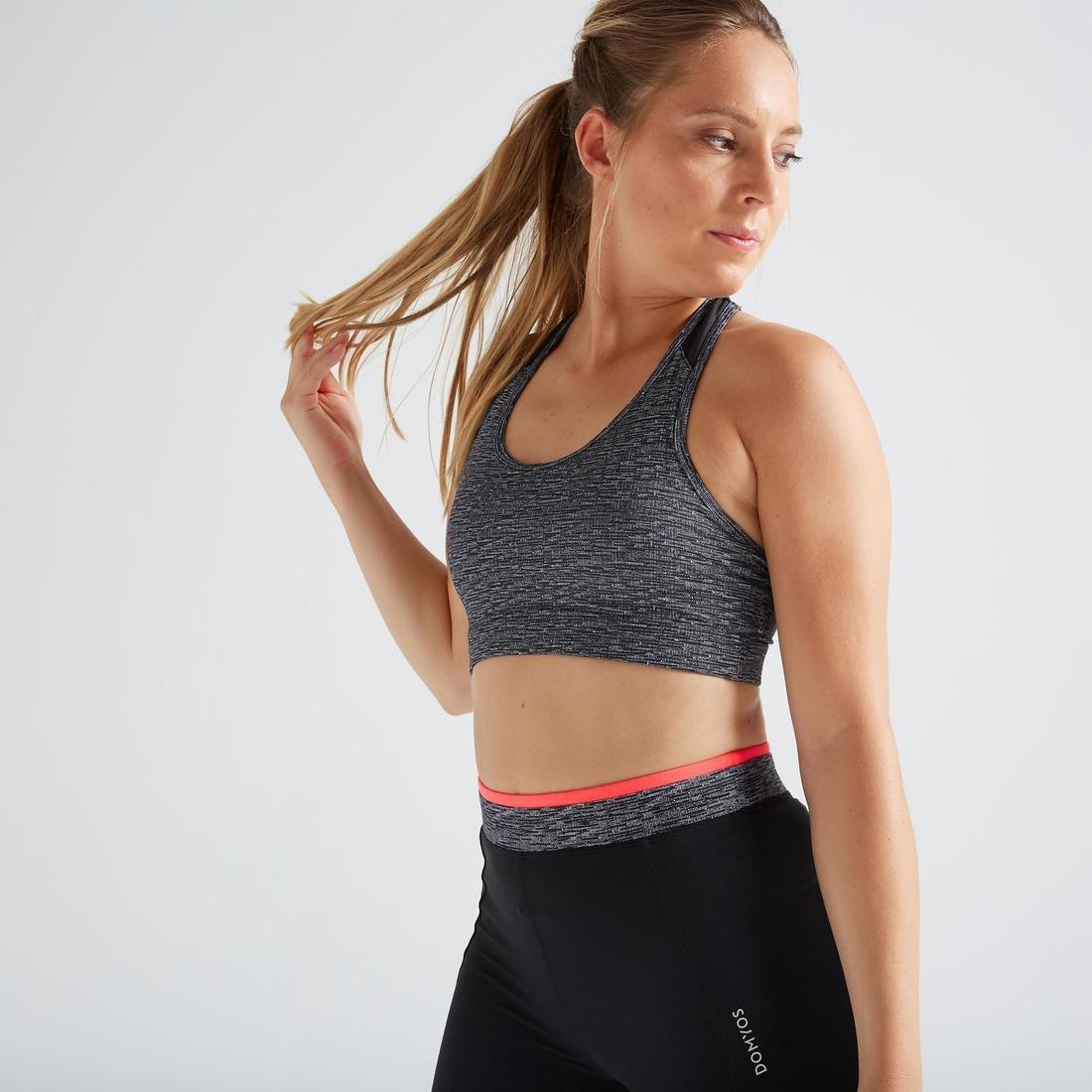 Women Light Support Racer Back Sports Bra, Grey, , large image number 1