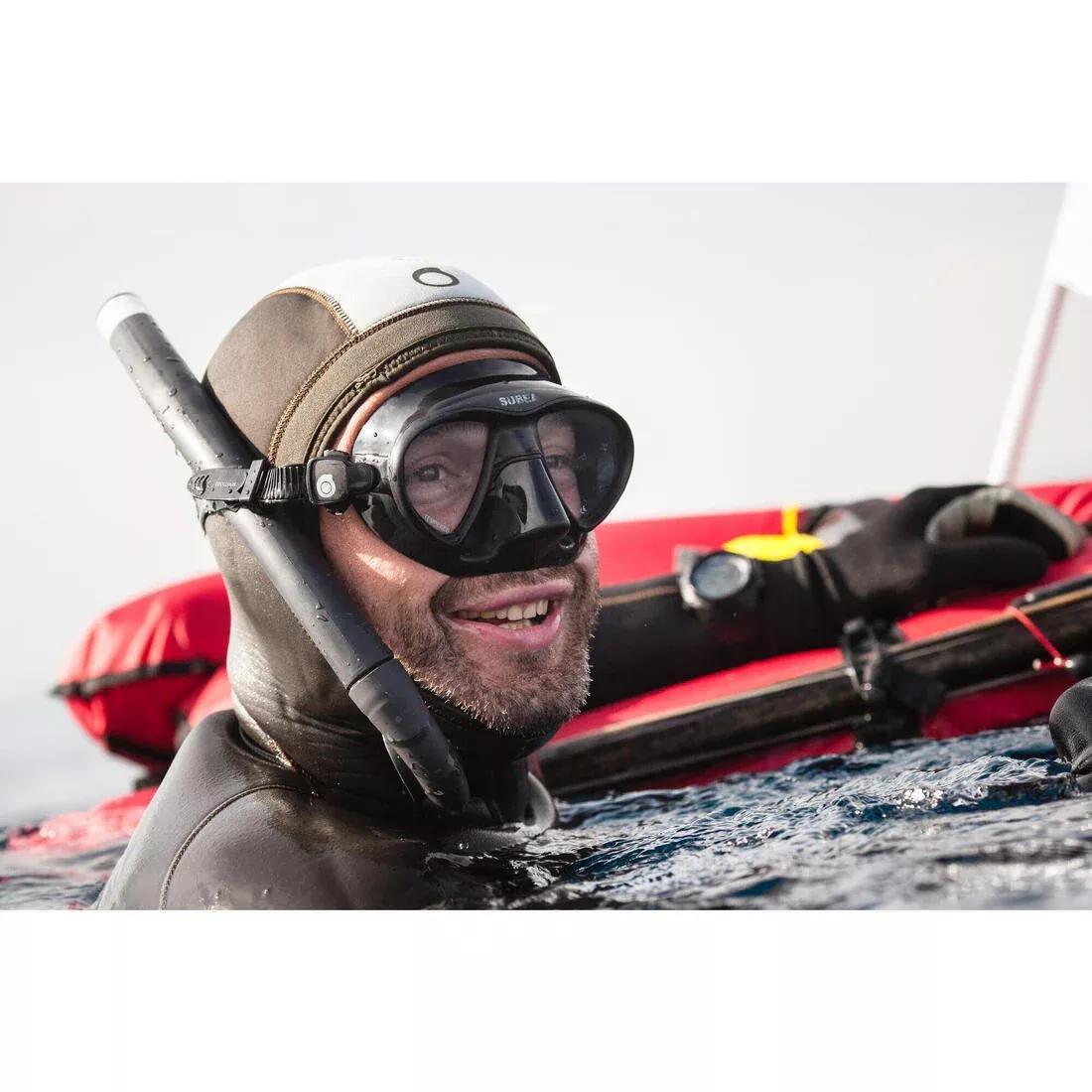Spf 500 Free-Diving Spearfishing Flexible Snorkel, Grey, 5401_000, large image number 1