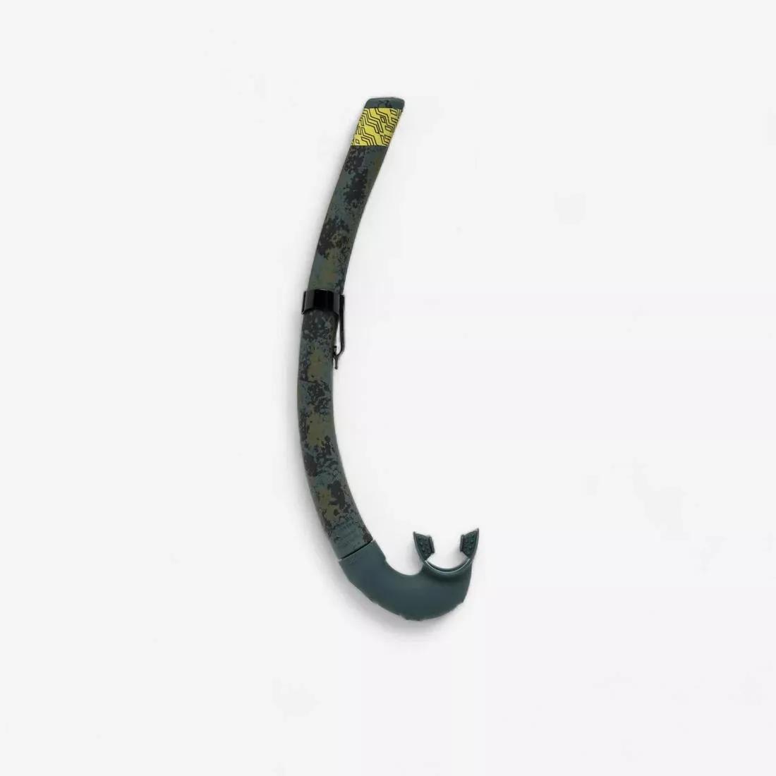 SPF 500 Free-Diving Spearfishing Flexible Snorkel, Green, No Color, large image number 0