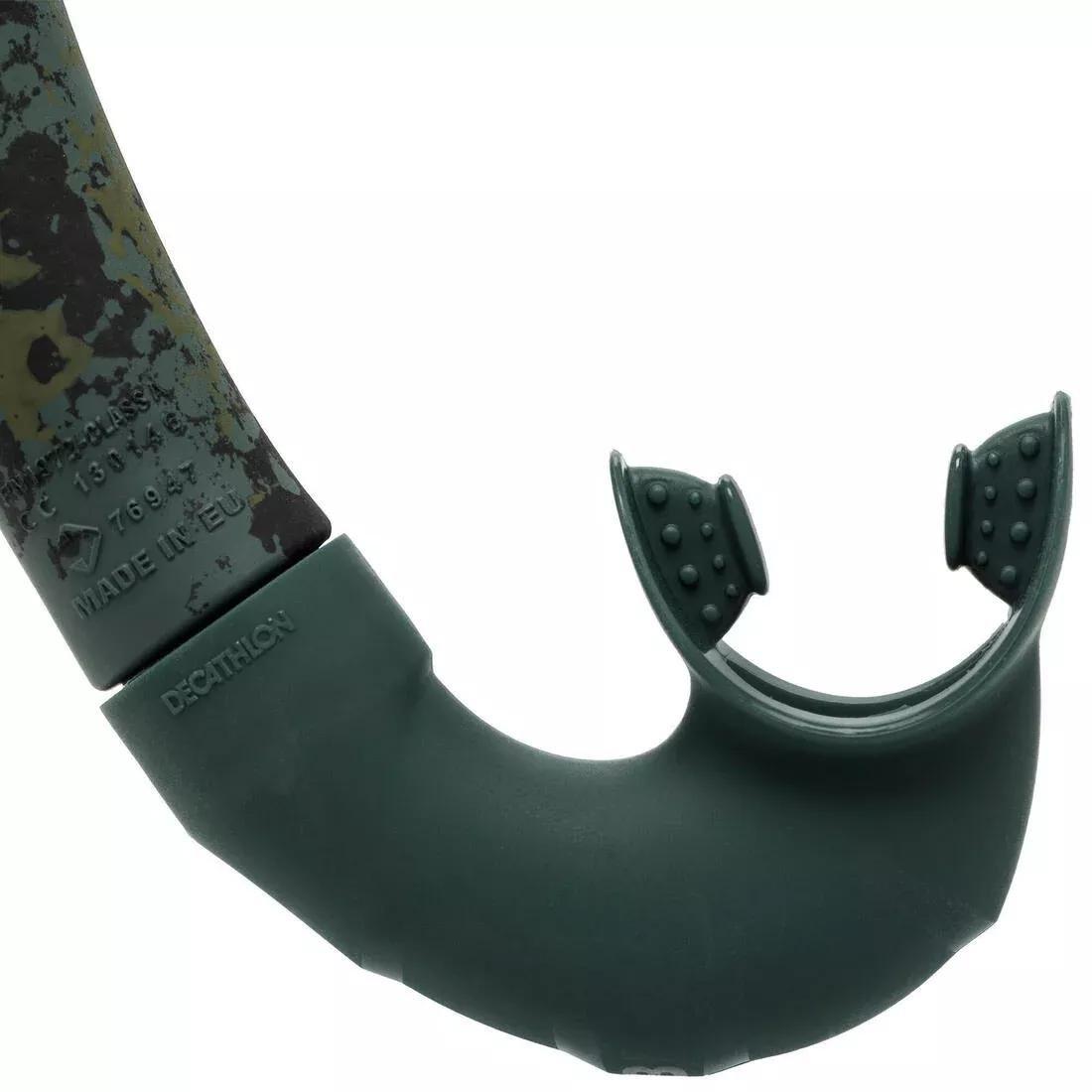 SPF 500 Free-Diving Spearfishing Flexible Snorkel, Green, No Color, large image number 3
