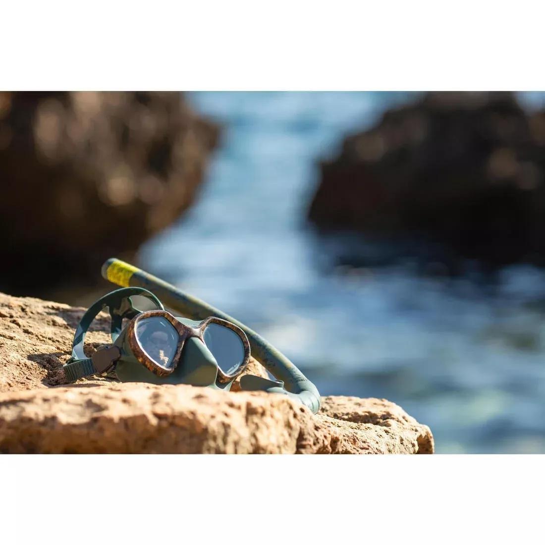 SPF 500 Free-Diving Spearfishing Flexible Snorkel, Green, No Color, large image number 4
