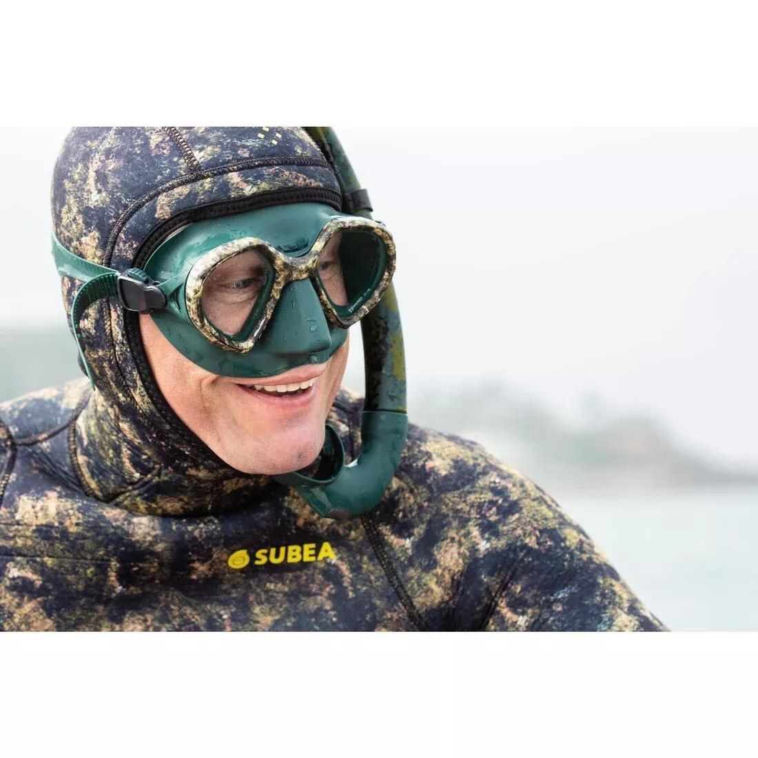 SPF 500 Free-Diving Spearfishing Flexible Snorkel, Green, No Color, large image number 6