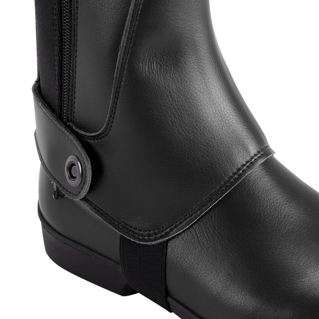 BLACK Adult Horse Riding Synthetic Half-Chaps 500, No Color, large image number 3