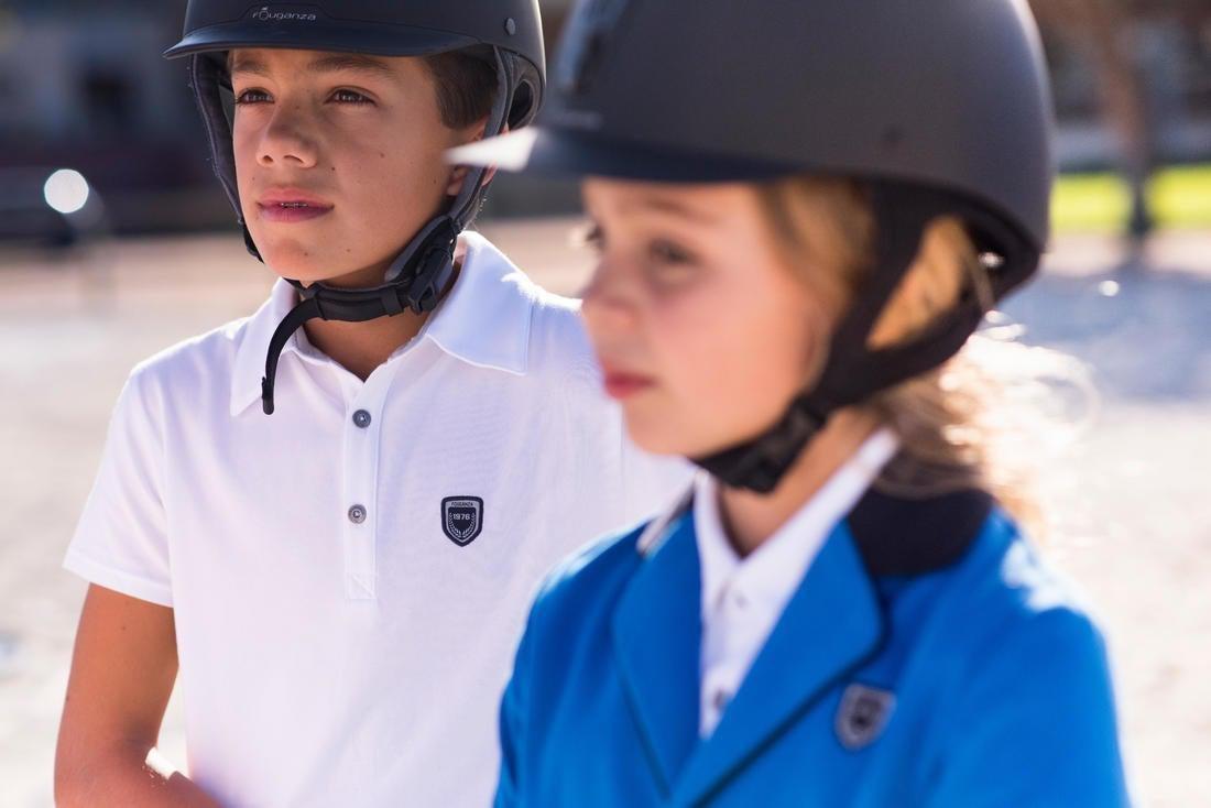 100 Compete Kids' Short-Sleeved Horse Riding Show Polo Shirt-White, , large image number 10