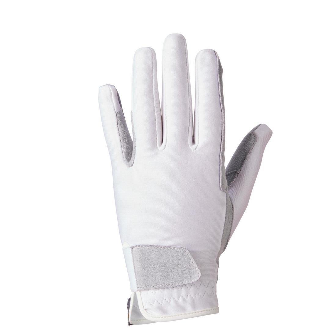 Basic Children's Horse Riding Gloves, White, No Color, large image number 0