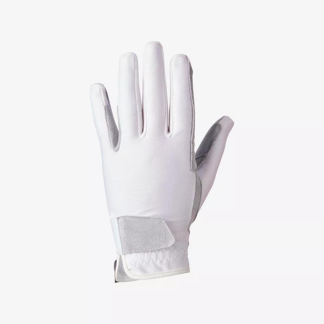 Basic Children's Horse Riding Gloves, White, No Color, large image number 1