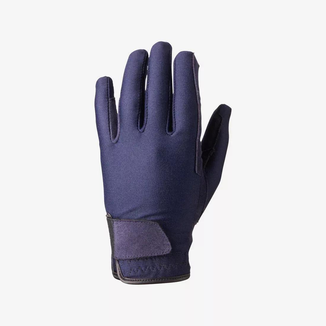 FOUGANZA - BasicChildrens Horse Riding Gloves, Asphalt Blue