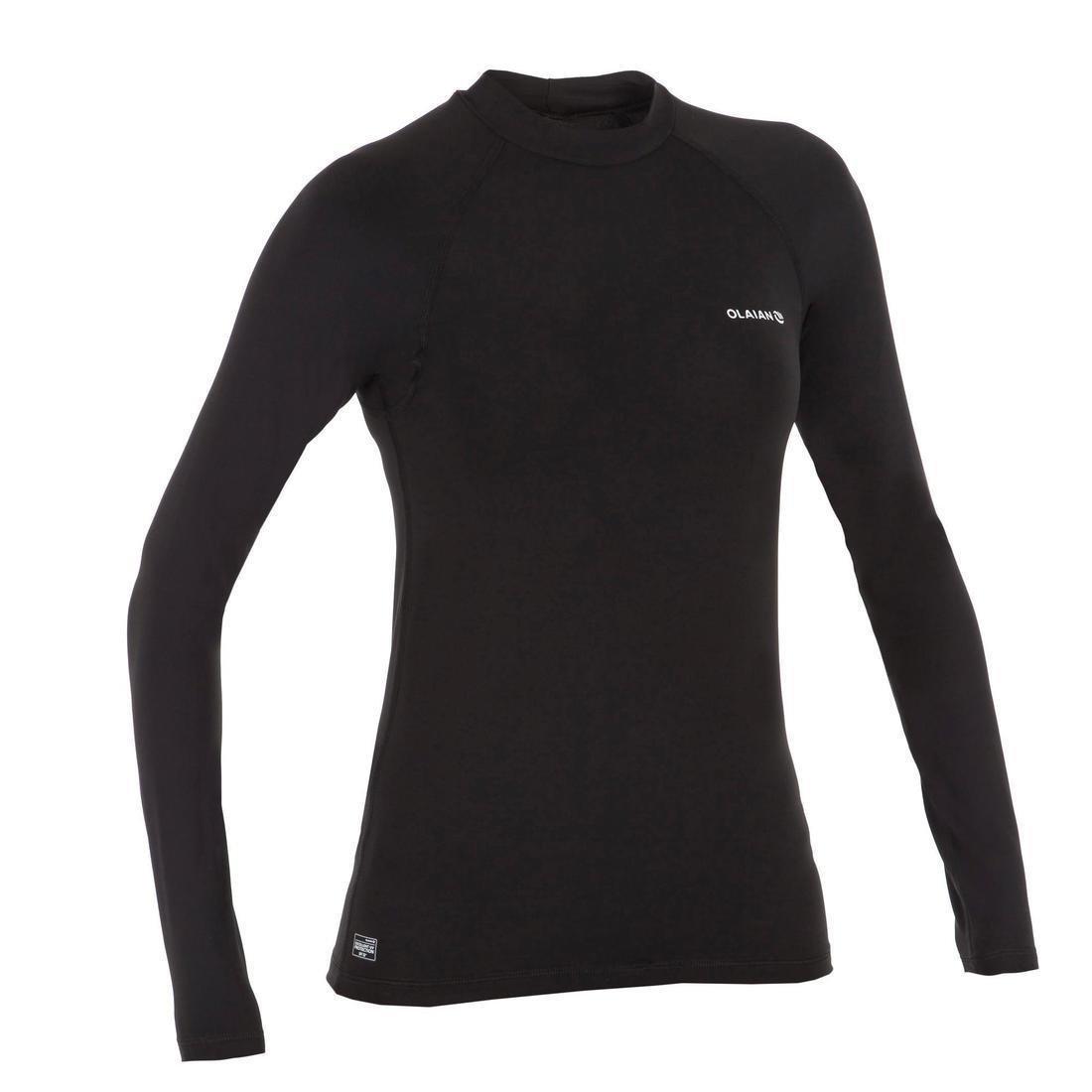 Long Sleeve Uv-Resistant Surfing T-Shirt, Black, No Color, large image number 1