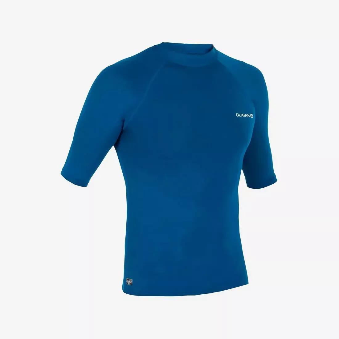 Mens 100 Short Sleeve Uv Protection Surfing Top T-Shirt, Blue, No Color, medium