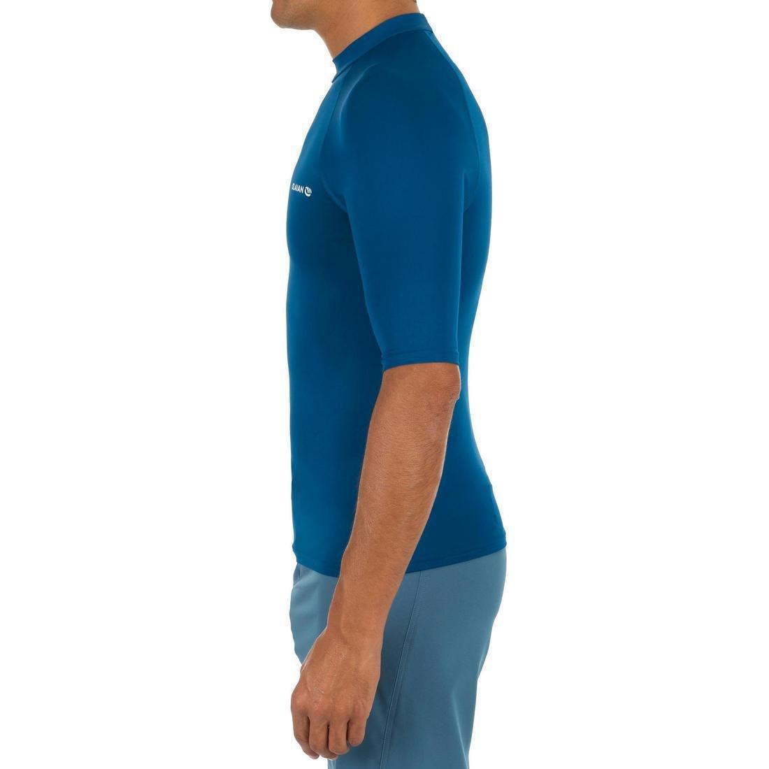 Mens 100 Short Sleeve Uv Protection Surfing Top T-Shirt, Blue, No Color, medium
