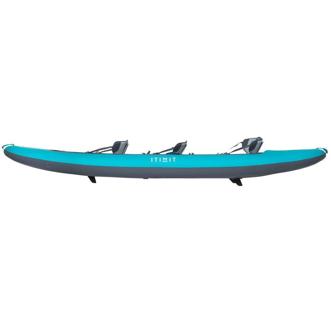 3-Person Touring Kayak High-Pressure Dropstitch Floor, Blue, No Color, large image number 1