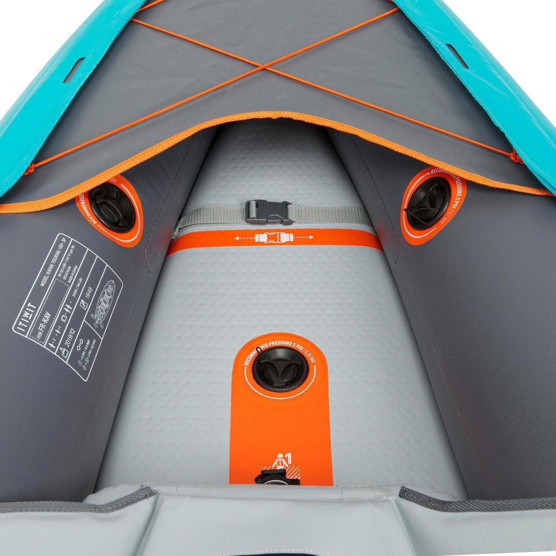 3-Person Touring Kayak High-Pressure Dropstitch Floor, Blue, No Color, medium